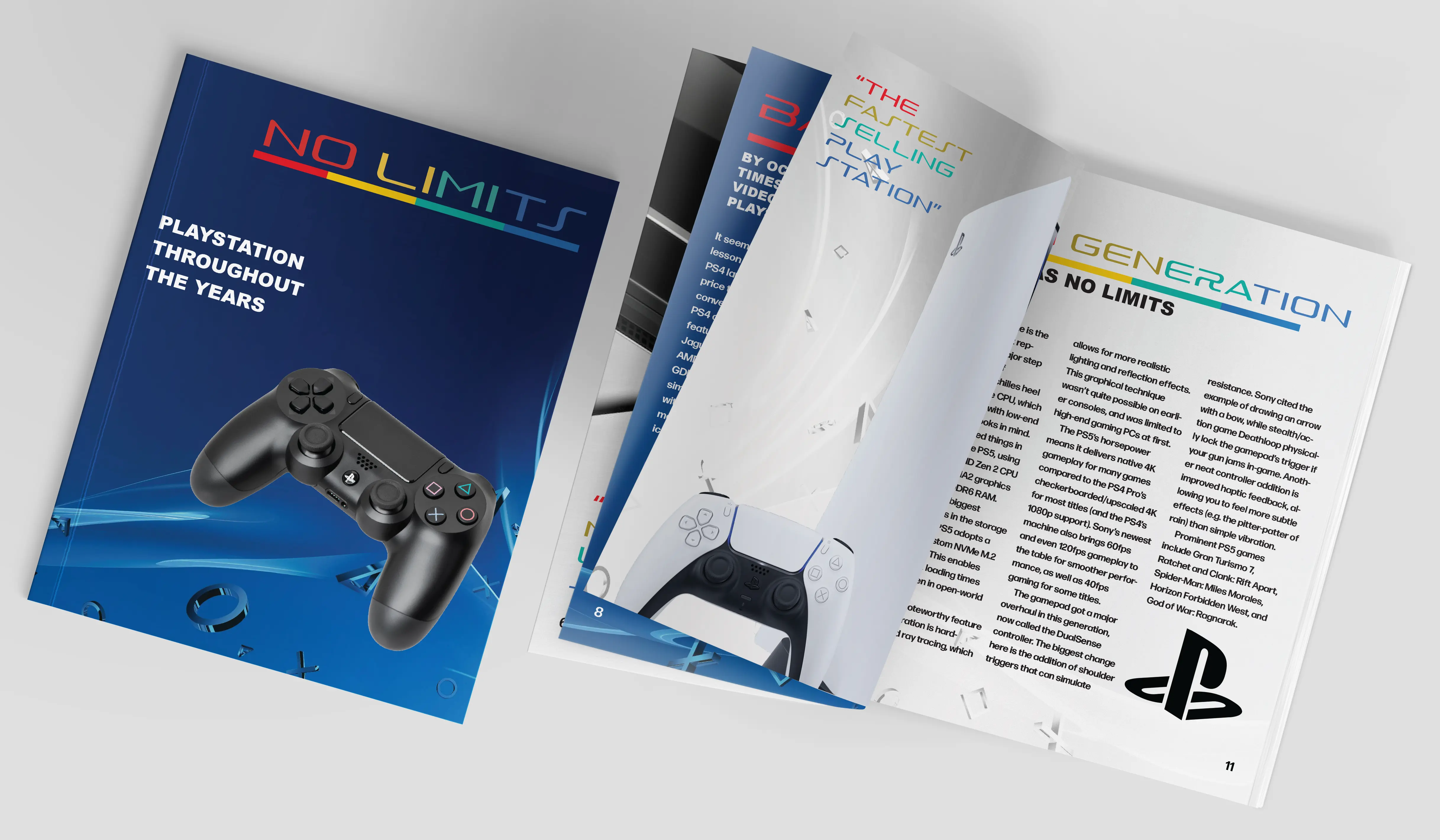 No Limits brochure mockup showing cover and interior spreads.